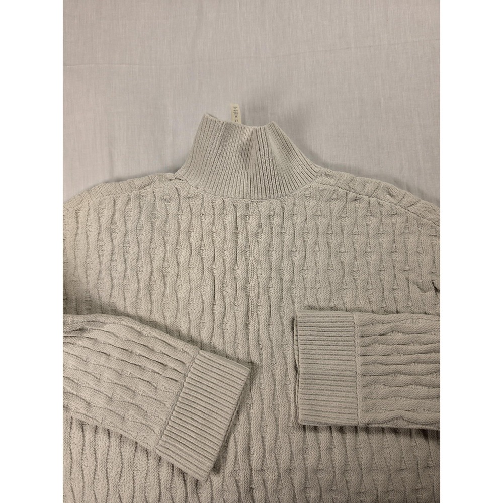 Lululemon Athletica Sweater Womens M Beige Mock Neck Cable-Knit Pullover Chunky